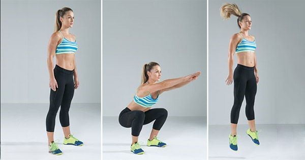Bài tập giảm mỡ đùi Squat jumps