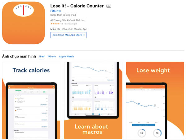 App hỗ trợ tínhTdee - Lose It!